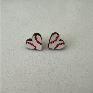 Heart-Shaped Baseball Earrings